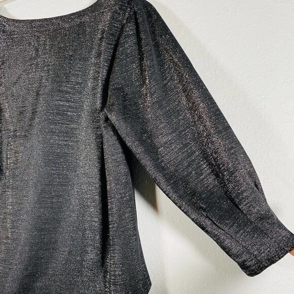 Anthropologie RO & DE Cassidy V-Neck Long Sleeve Metallic Shimmer Blouse Small - Picture 12 of 13